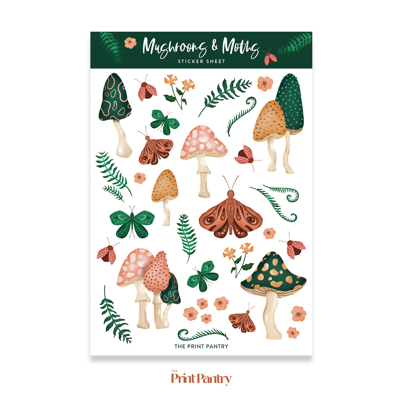 Mushrooms & Moths Sticker Sheet – The Print Pantry